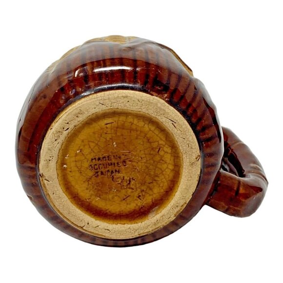 Vintage Majolica Corn Mug Set Signed Occupied Japan Brown Yellow Pottery Ceramic - Picture 6 of 12